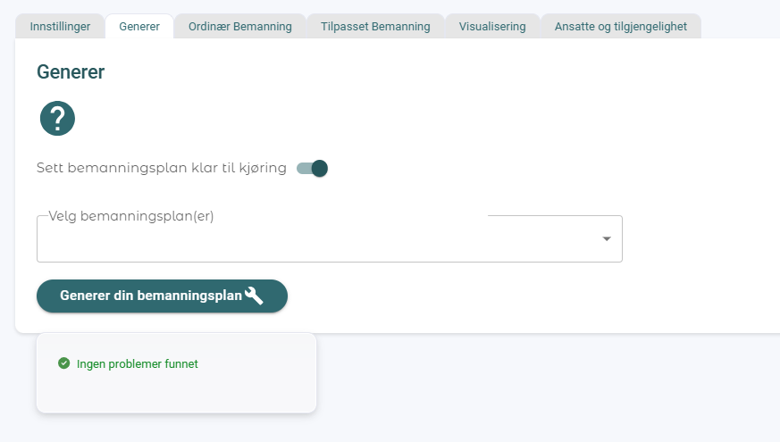 Generer din bemanningsplan